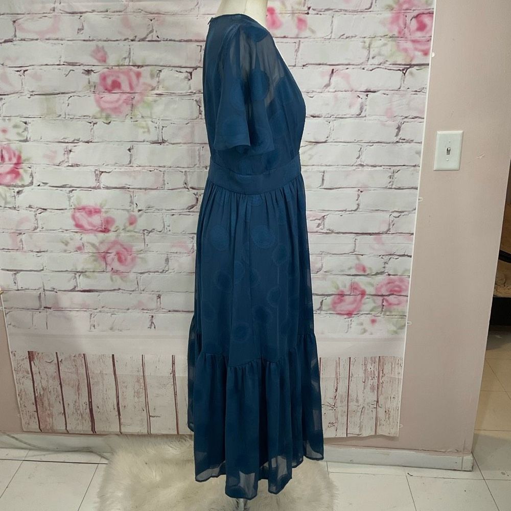 Maggy London nwt blue flutter sleeve midi dress - Picture 7 of 11